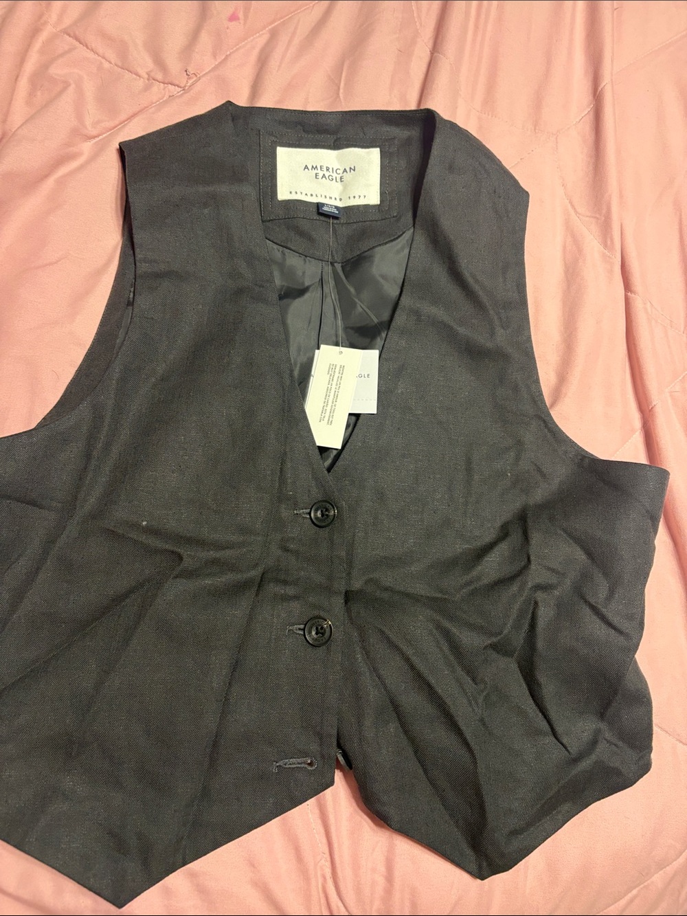 American Eagle Outfitters Black Button Front Vest